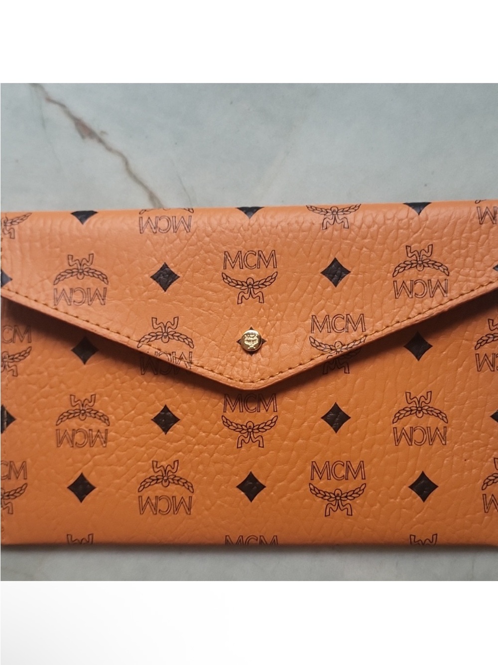 MCM Cognac Logo Envelope Wallet in Tan Brown GWP